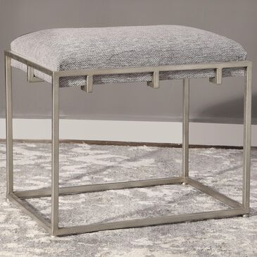 Uttermost Edie Bench in Lightly Antiqued Metallic Silver Leaf, , large