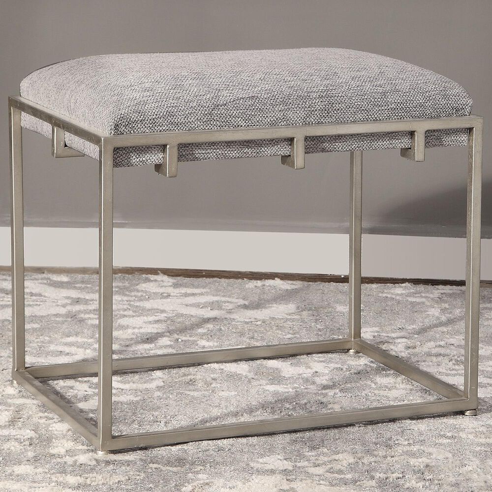 Uttermost Edie Bench in Lightly Antiqued Metallic Silver Leaf, , large