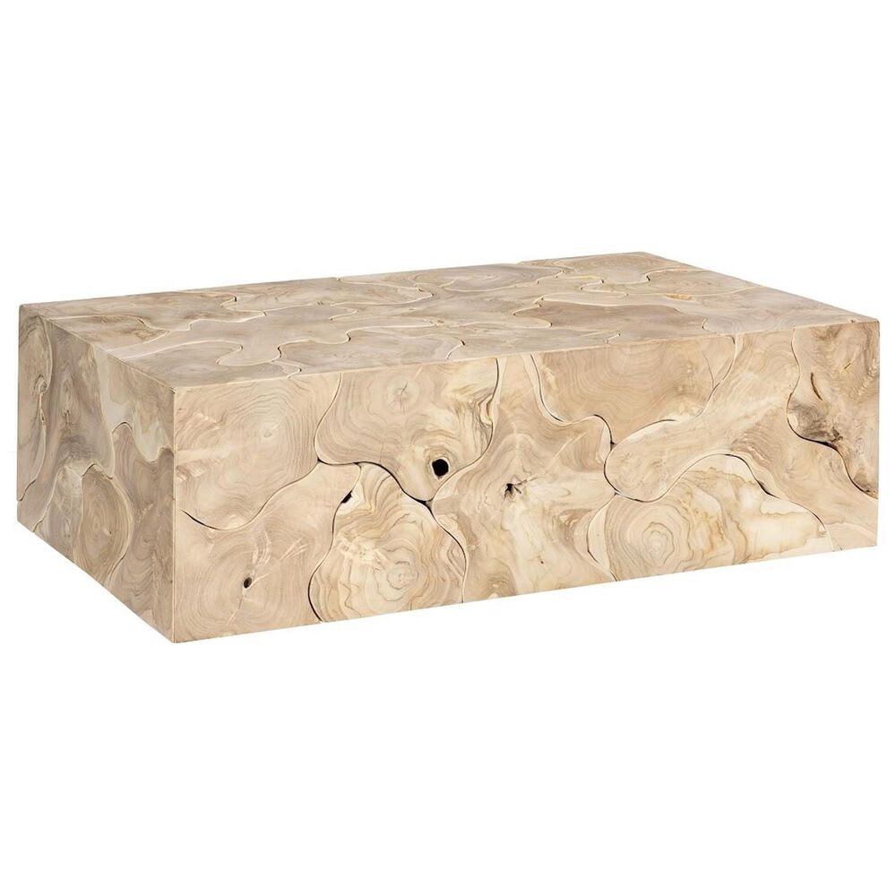 TimberHaus Teak Slice Rectangle Coffee Table in Bleached Teak, , large