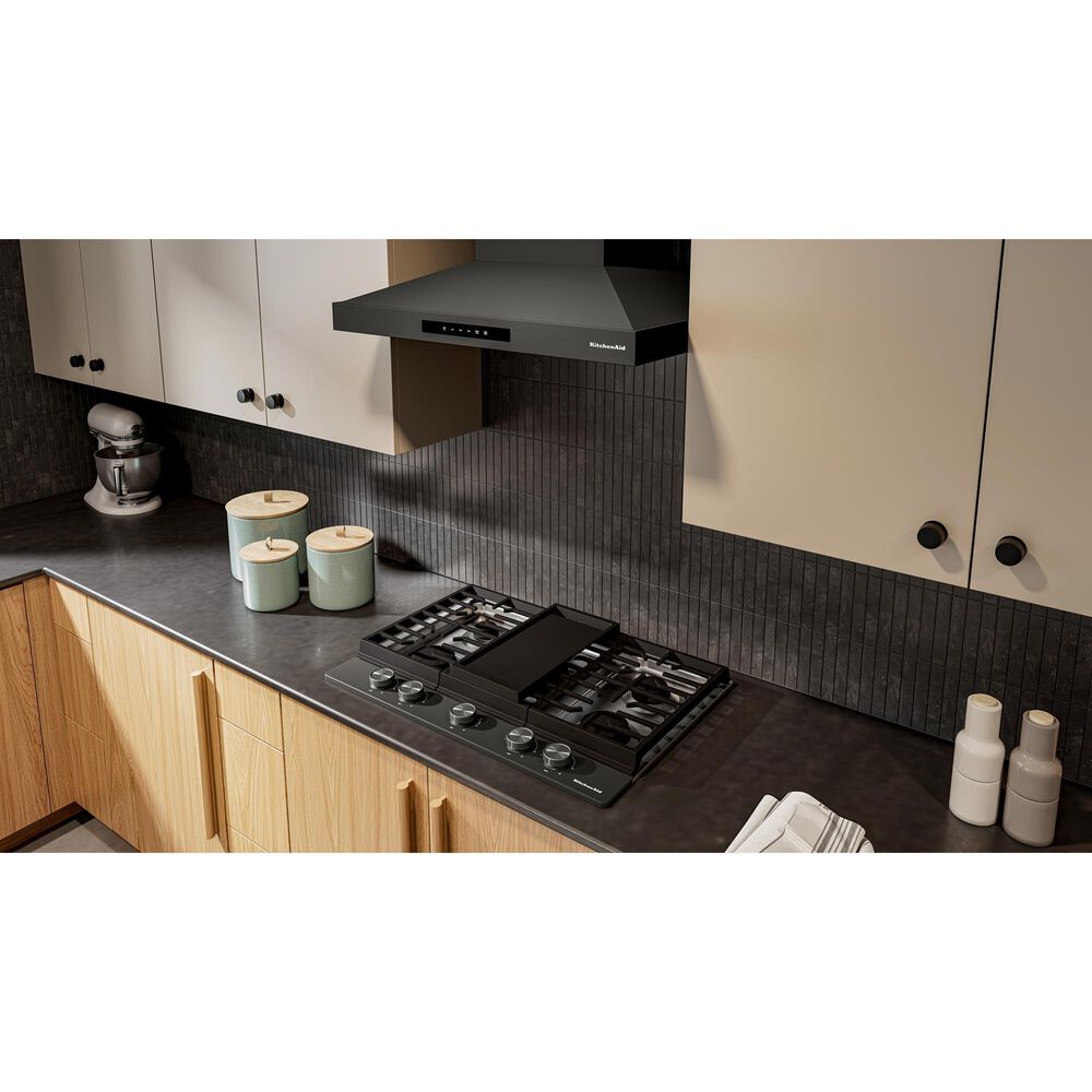 KitchenAid 30" Gas Cooktop with Aluminum Griddle and LED Backlit Knobs in Black Ore, , large
