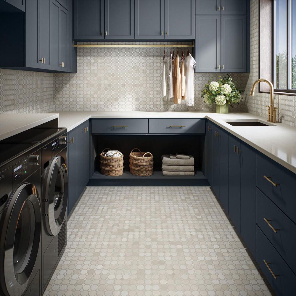 Dal-Tile Relicca Deckle 12" x 12" Octagon Dot Ceramic Mosaic Sheet, , large