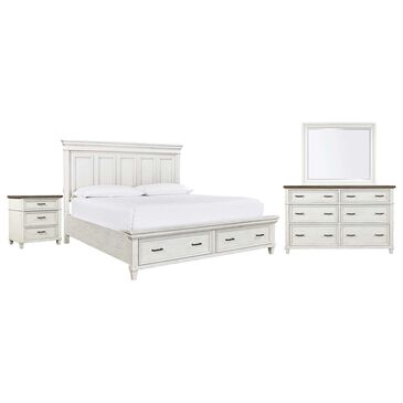 Riva Ridge Caraway 4 Piece Queen Storage Bedroom Set in Aged Ivory, , large