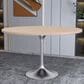 Leisuremod LeisureMod Verve Collection 48 Round Dining Table, Brushed Chrome Base with Light Natural Wood MDF Top, , large