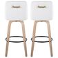 LumiSource Hannah Swivel Bar Stool with White Faux Leather Upholstery in Whitewashed and Black (Set of 2), , large