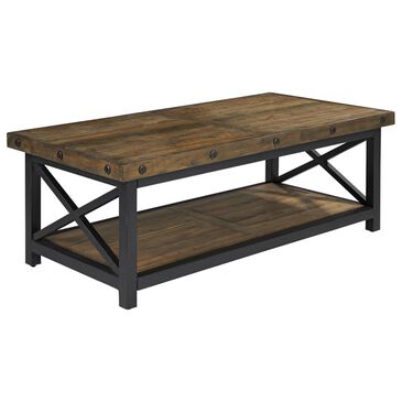 at HOME Carpenter Cocktail Table in Oiled Oak and Black, , large