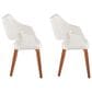 LumiSource Curvo High Back Upholstered Arm Chair with White Faux Leather Cushion in Walnut (Set of 2), , large