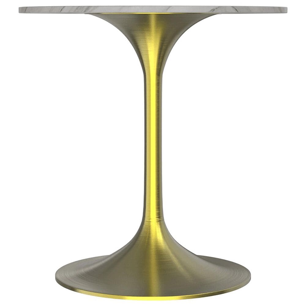 Leisuremod LeisureMod Verve Collection 27 Round Dining Table, Brushed Gold Base with Sintered Stone White Top, , large