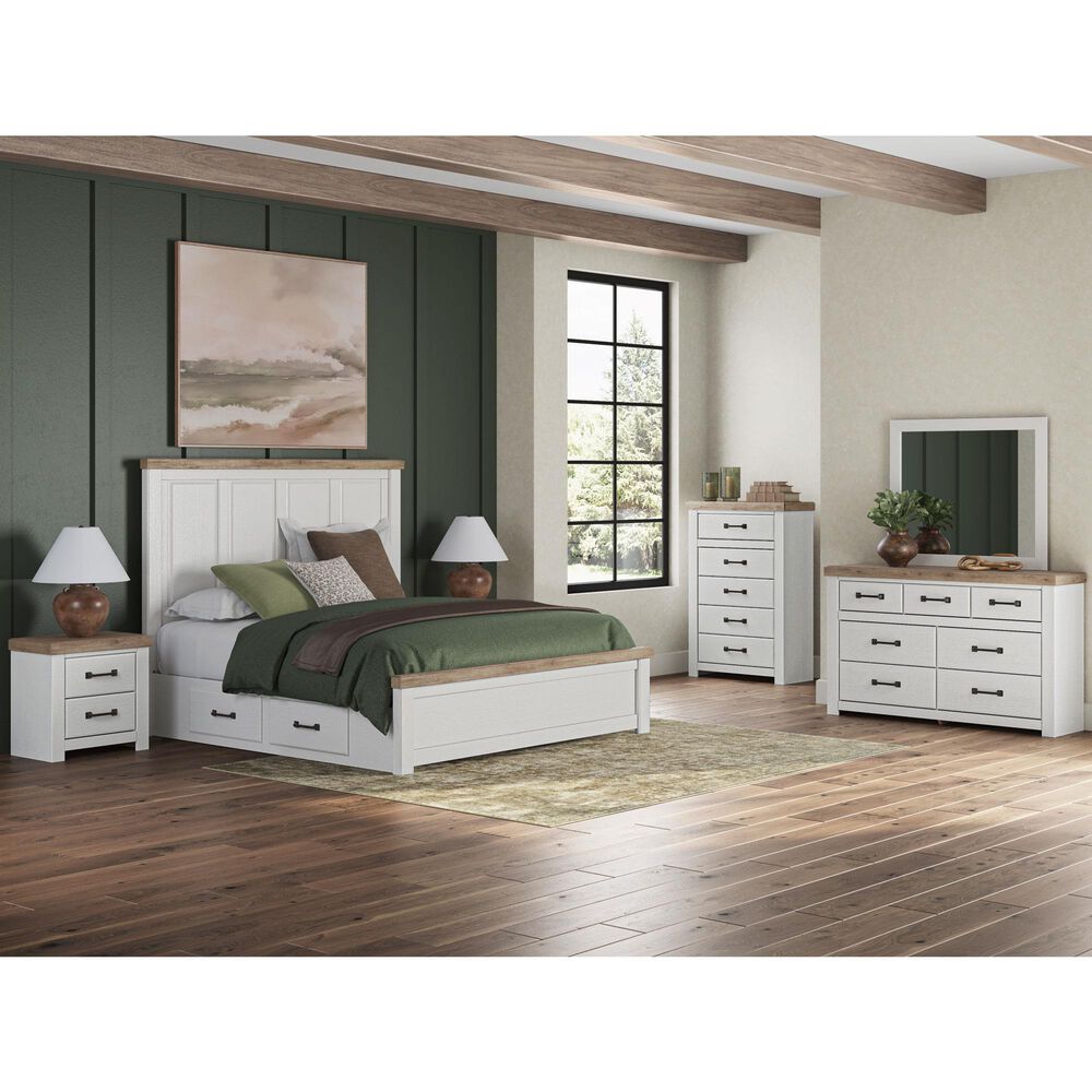 Ashley Savonport King Storage Panel Bed in White and Brown, , large
