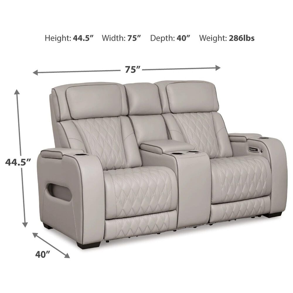 Ashley Boyington Power Reclining Loveseat with Console in Gray, , large