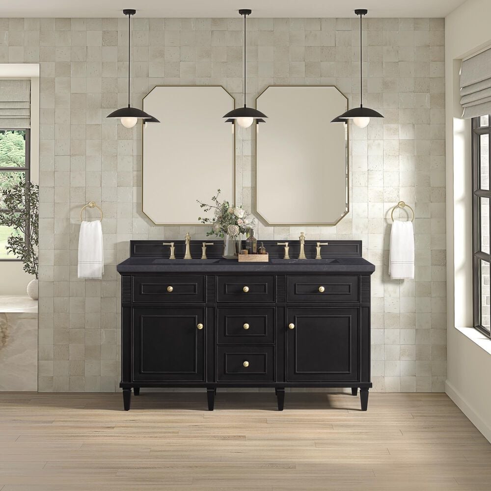 James Martin Vanities Lorelai 60&quot; Double Vanity in Black Onyx with 3 cm Charcoal Soapstone Quartz Top, , large
