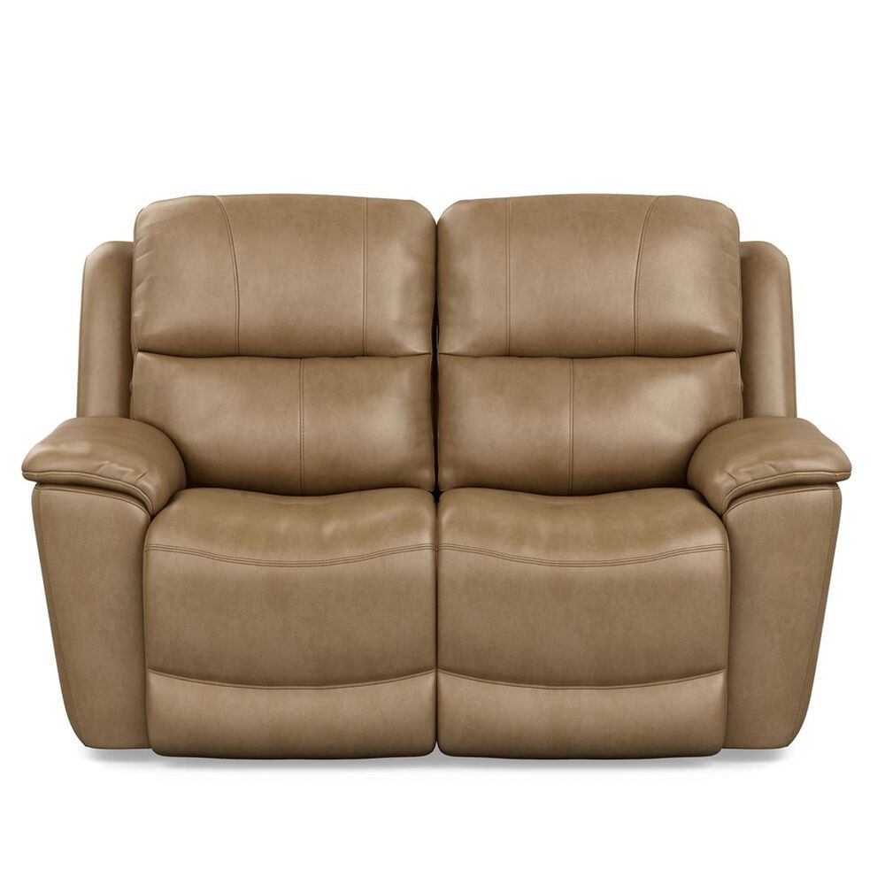 Flexsteel Cade Leather Power Reclining Loveseat with Headrest in Sand, , large