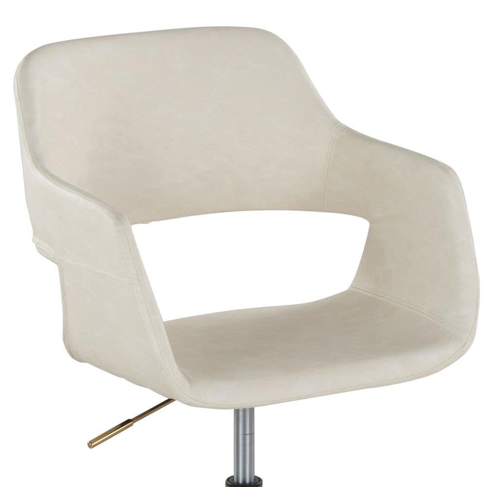 Lumisource Margarite Task Chair with Cream Faux Leather Cushion in Gold, , large