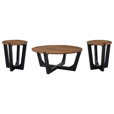 Ashley Hanneforth 3-Piece Occasional Table Set in Black and Light Brown, , large