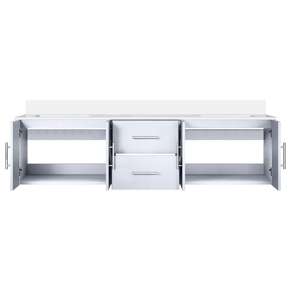 Lexora Home Geneva 72&quot; Double Bathroom Vanity in Glossy White with 2 cm White Cultured Marble Top and Rectangular Sinks, , large