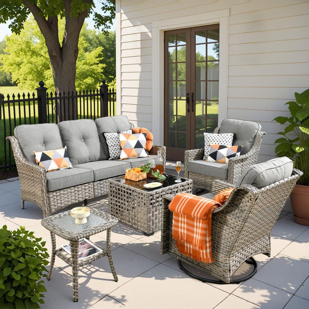 HOMLUX 5-Piece Outdoor Furniture Set in Dark Gray, , large