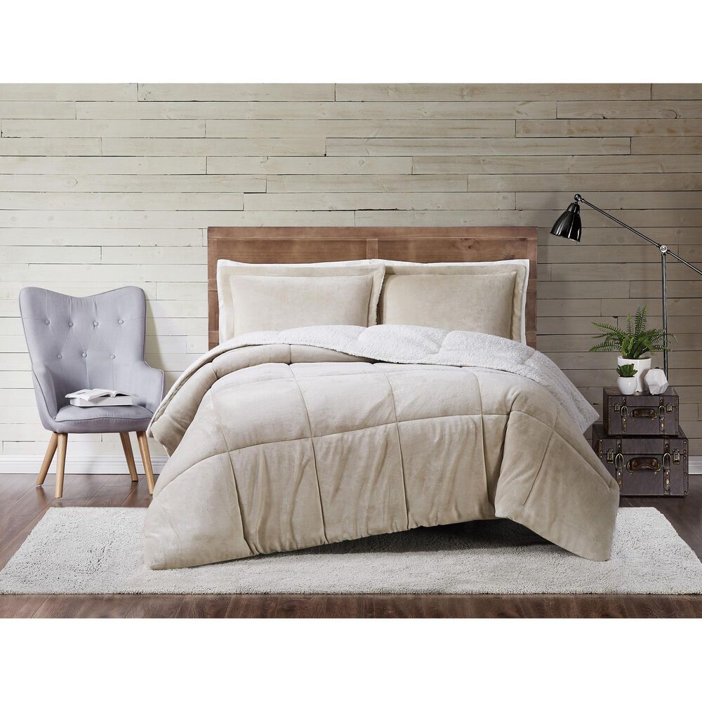 Pem America Truly Soft Cuddle Warmth 3-Piece Full/Queen Comforter Set in Tan, , large