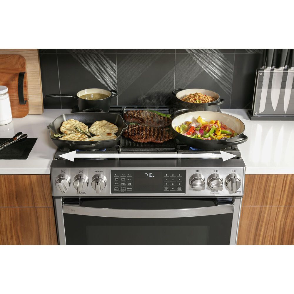 GE Profile 30&quot; Smart Slide-In Front-Control Gas Range in Fingerprint Resistant Stainless Steel, , large