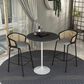 Leisuremod LeisureMod Verve Collection Modern Bar Height Table White Base with 36 Round Black Marbelized Sintered Stone Top, , large