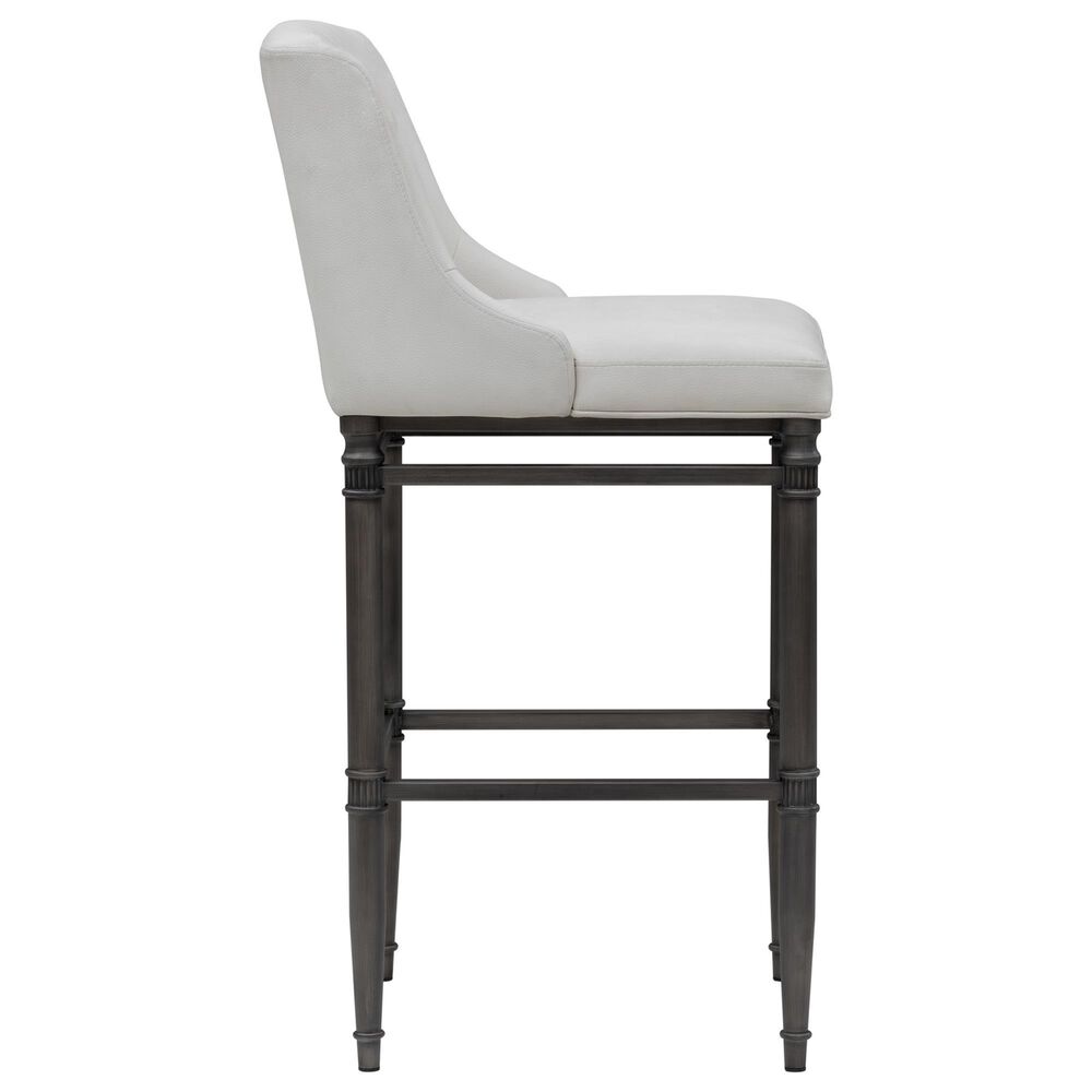 Armen Living Marvin Bar Height Stool with Ivory Upholstery in Antique Pewter, , large