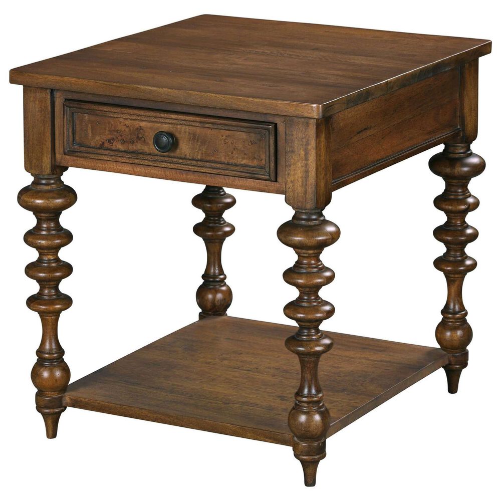 Hekman Fairfax Rectangular End Table with Carved Leg in Chestnut Brown and Black, , large