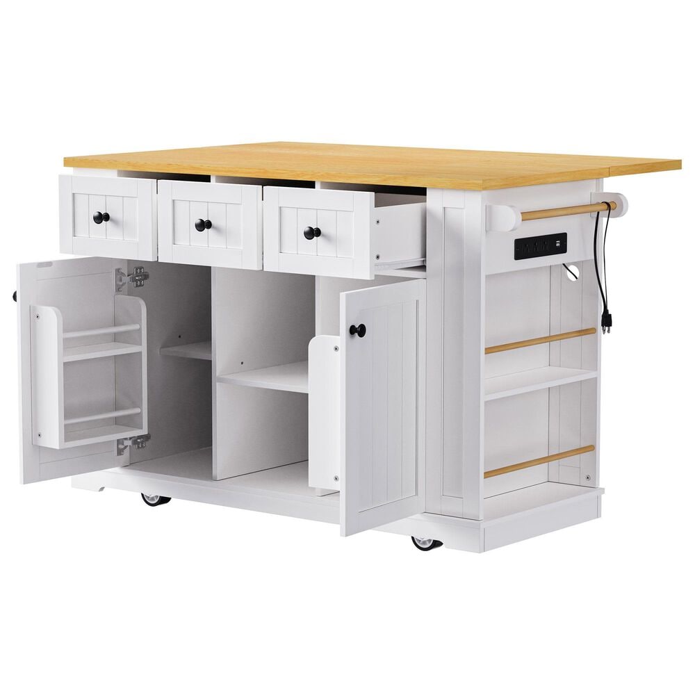 HOMLUX 53inch Large Kitchen Island in White(Three Packages), , large