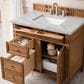 James Martin Vanities Brittany 36" Single Bathroom Vanity in Saddle Brown with 3 cm Victorian Silver Quartz Top and Rectangular Sink, , large