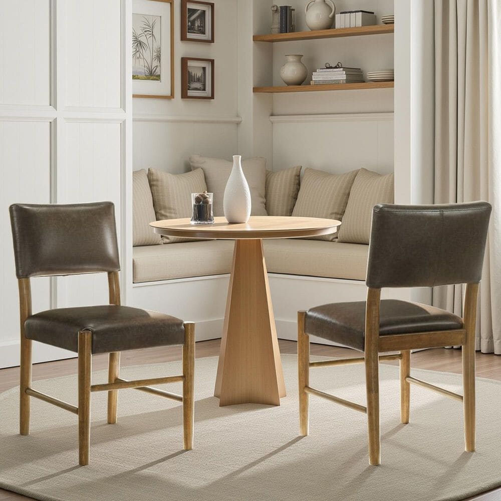 Armen Living Bennet Side Chair with Brown Upholstery in Walnut (Set of 2), , large