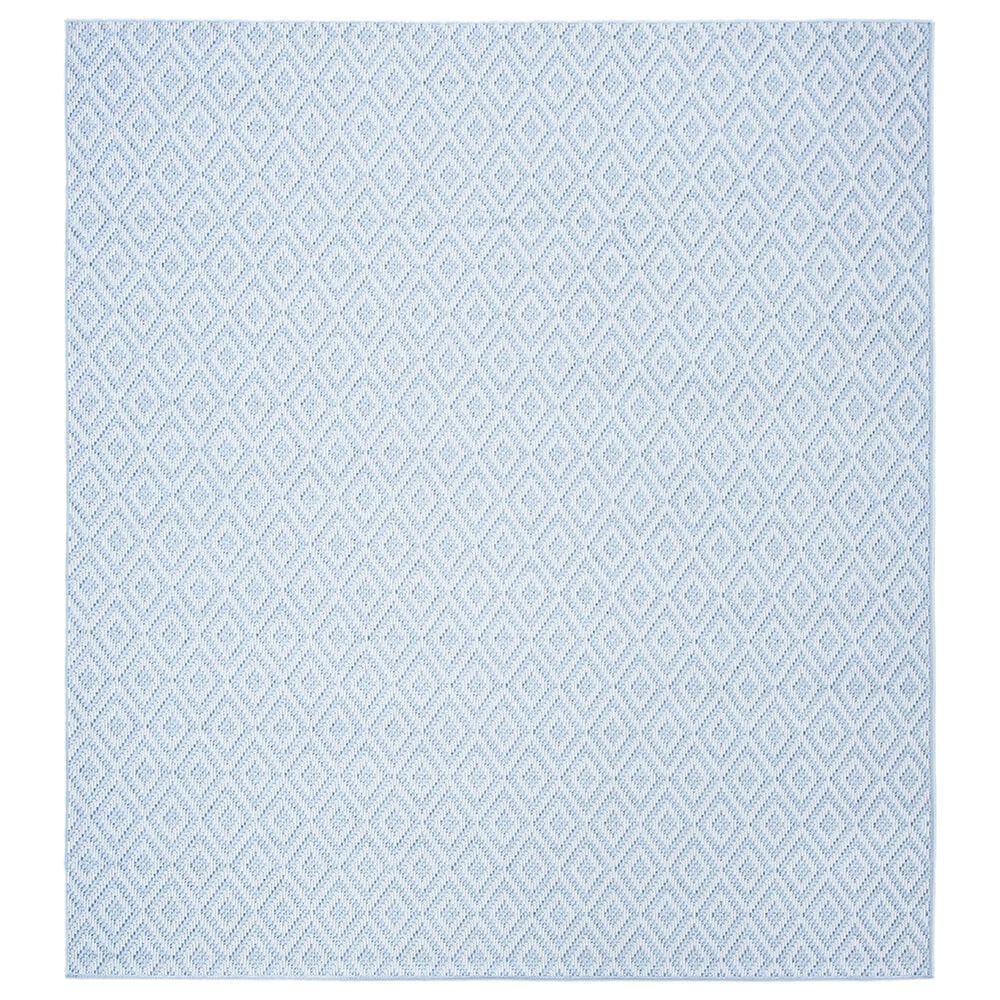 Safavieh Bermuda Geometric 6"7" Square Light Blue and Cream Indoor/Outdoor Area Performance Rug, , large