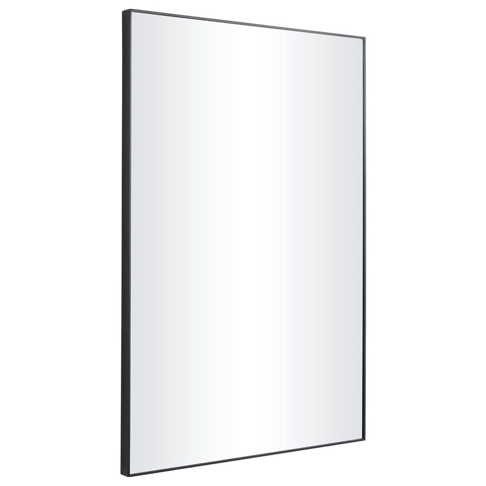 Maple and Jade 32" x 18" Wood Rectangular Wall Mirror with Thin Frame in Black, , large