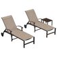 HOMLUX 3-Piece Patio Chaise Lounge Set with Wheels in Brown, , large