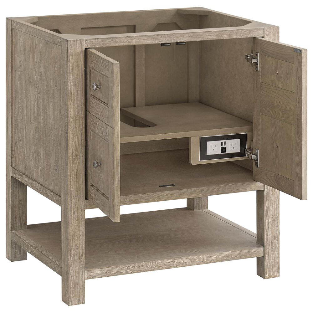 James Martin Vanities Breckenridge 30&quot; Single Vanity in Whitewashed Oak with 3 cm Lime Delight Quartz Top, , large