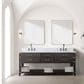 Lexora Home Norwalk 80" Double Bathroom Vanity in Brown Oak with White Carrara Marble Top and Rectangle Sink, , large