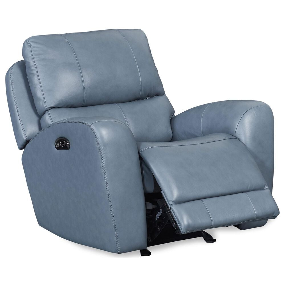 Leather Italia Bel Air Power Glider Recliner in Blue, , large