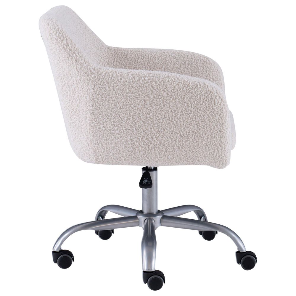 Linon Home Decor Rylen Office Chair with White Cushion in Silver, , large