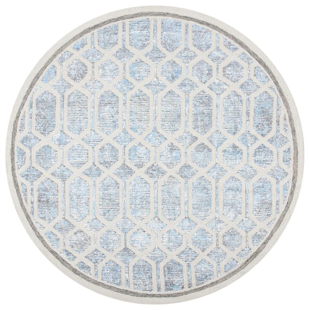 Safavieh Artistry ARR665M 7" Round Ivory and Blue Area Rug, , large