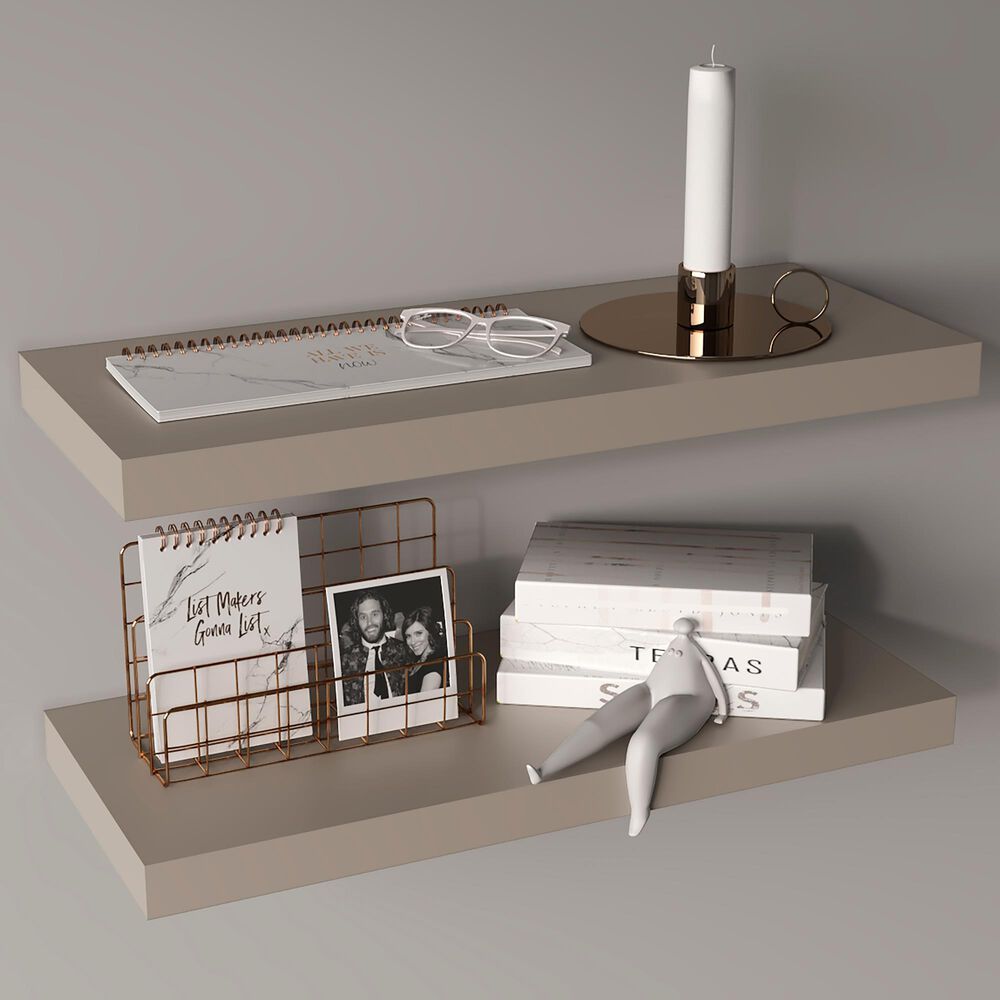 Hearth and Haven 32" Floating Wall Shelf in Taupe (Set of 2), , large