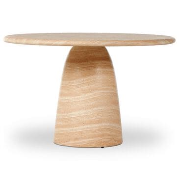 Four Hands Janice 48" Round Pedestal Dining Table in Faux Travertine , , large