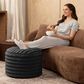 Jaxx Paran Round Ottoman in Mondo Black, , large