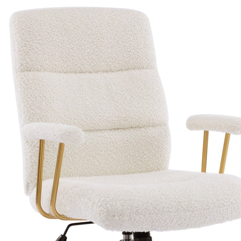 Rta Products Llc Elegant Textured Boucle Office Chair with Padded Arms in White, , large