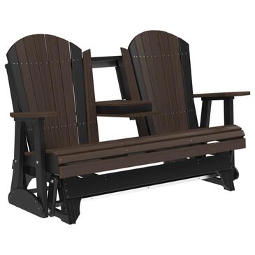 Amish Orchard Adirondack Glider Loveseat in Brazilian Walnut and Black, , large
