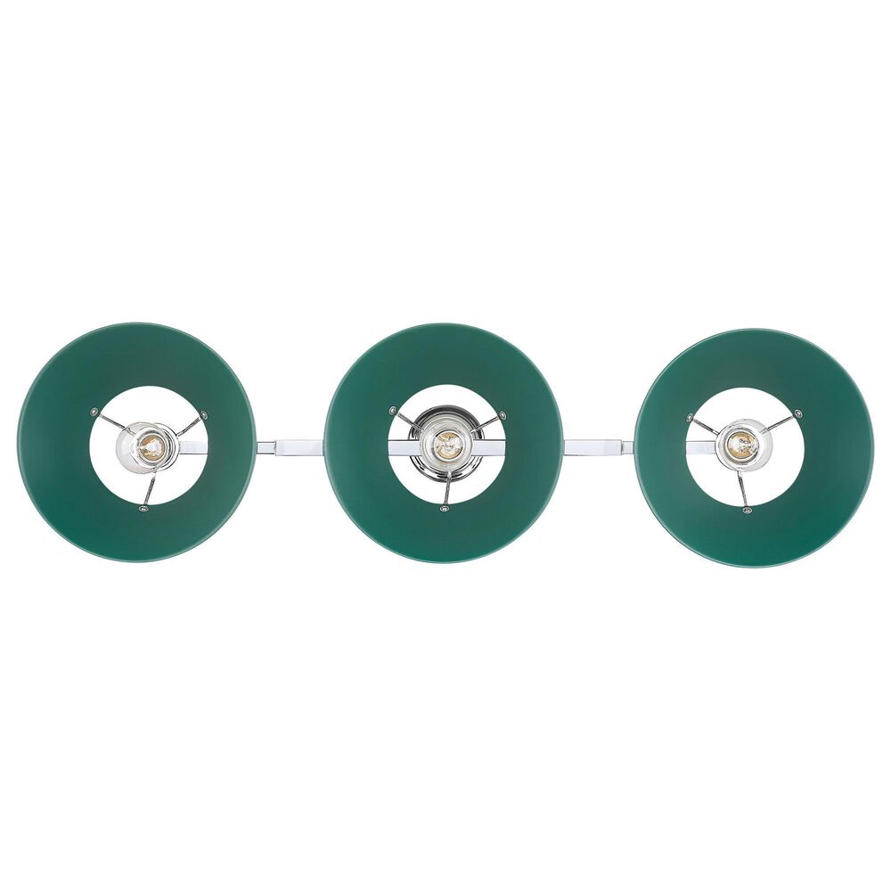 Golden Lighting Orwell 3-Light Linear Pendant with Pine Green Shade in Chrome, , large