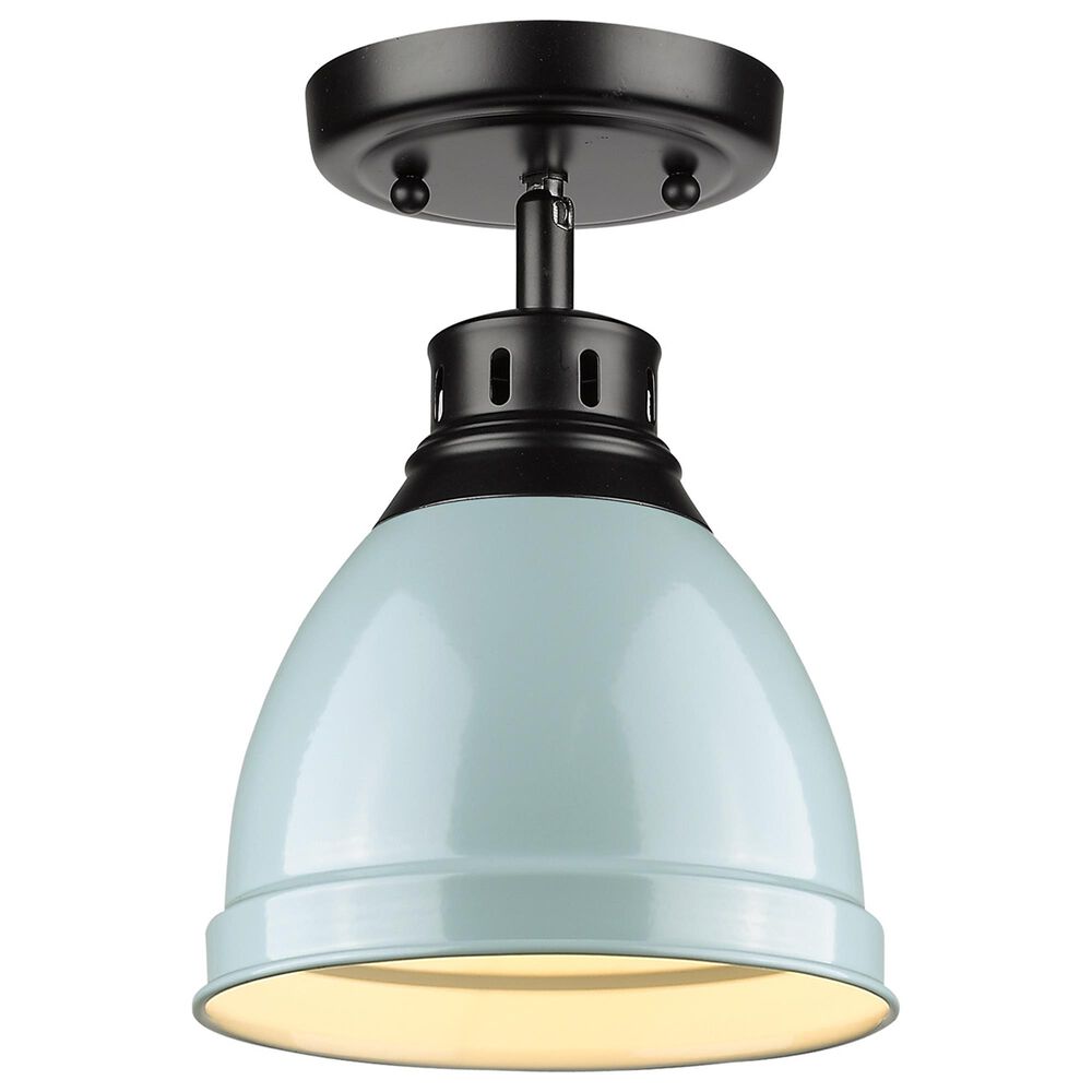 Golden Lighting Duncan Flush Mount in Matte Black and Light Blue, , large