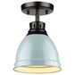 Golden Lighting Duncan Flush Mount in Matte Black and Light Blue, , large