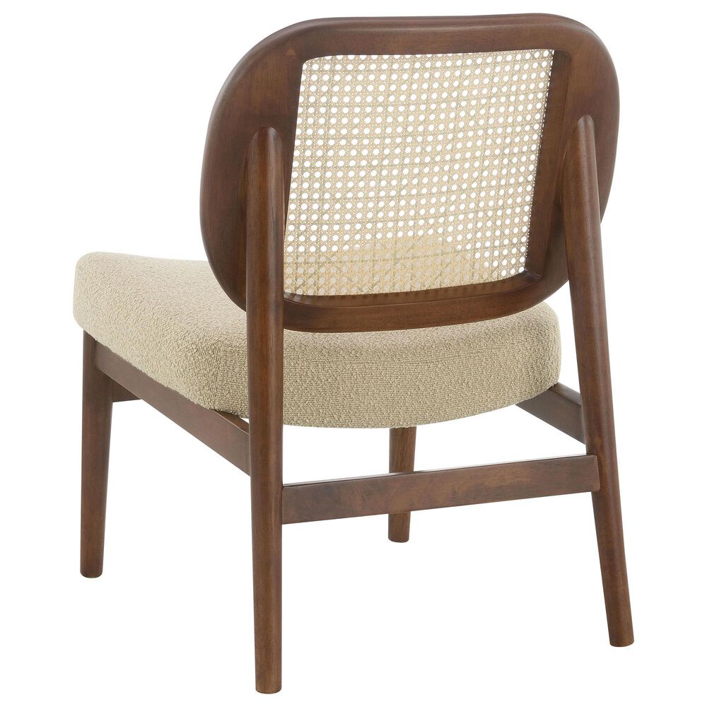 Coaster Rayo Accent Armless Chair with Rattan Cane Back in Camel, , large