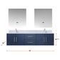 Lexora Home Geneva 72" Double Bathroom Vanity in Navy Blue with 2 cm White Cultured Marble Top and Rectangular Sinks, , large