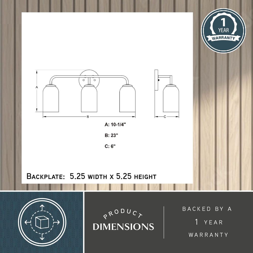 Vaxcel Shelby 3-Light Bathroom Vanity in Natural Brass, , large