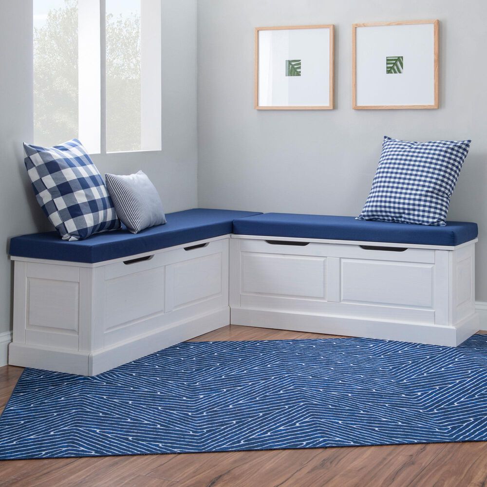 Linon Home Decor Tobin 5-Piece Nook Cushion Set in Navy Blue, , large