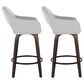 LumiSource Mustang 26" Swivel Counter Stool with Grey Fabric Upholstery in Glazed Walnut and Black (Set of 2), , large