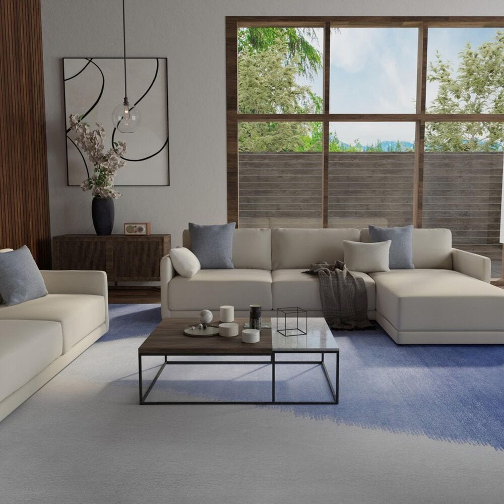 Feizy Rugs Katya 4&#39; x 6&#39; Blue and Beige Area Rug, , large