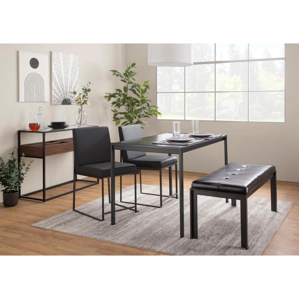 LumiSource Fuji Side Chair with Black Faux Leather Cushion in Black (Set of 2), , large